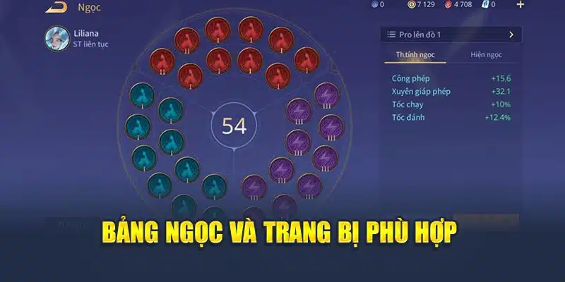 Bảng ngọc và trang bị phù hợp