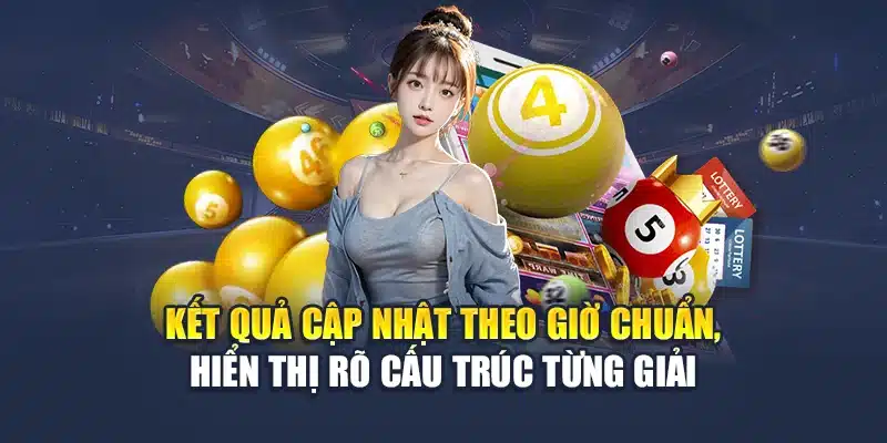 Kết quả cập nhật theo giờ chuẩn, hiển thị rõ cấu trúc từng giải